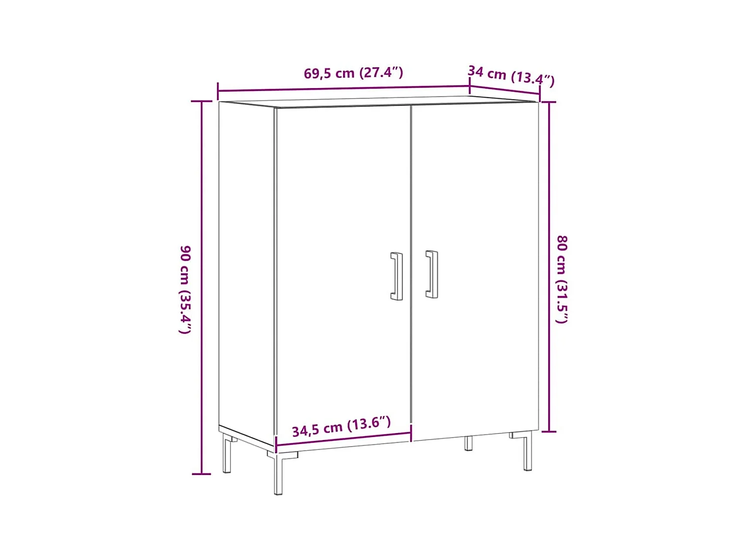 Aparador de madera de ingeniería roble artisan 69,5x34x90 cm