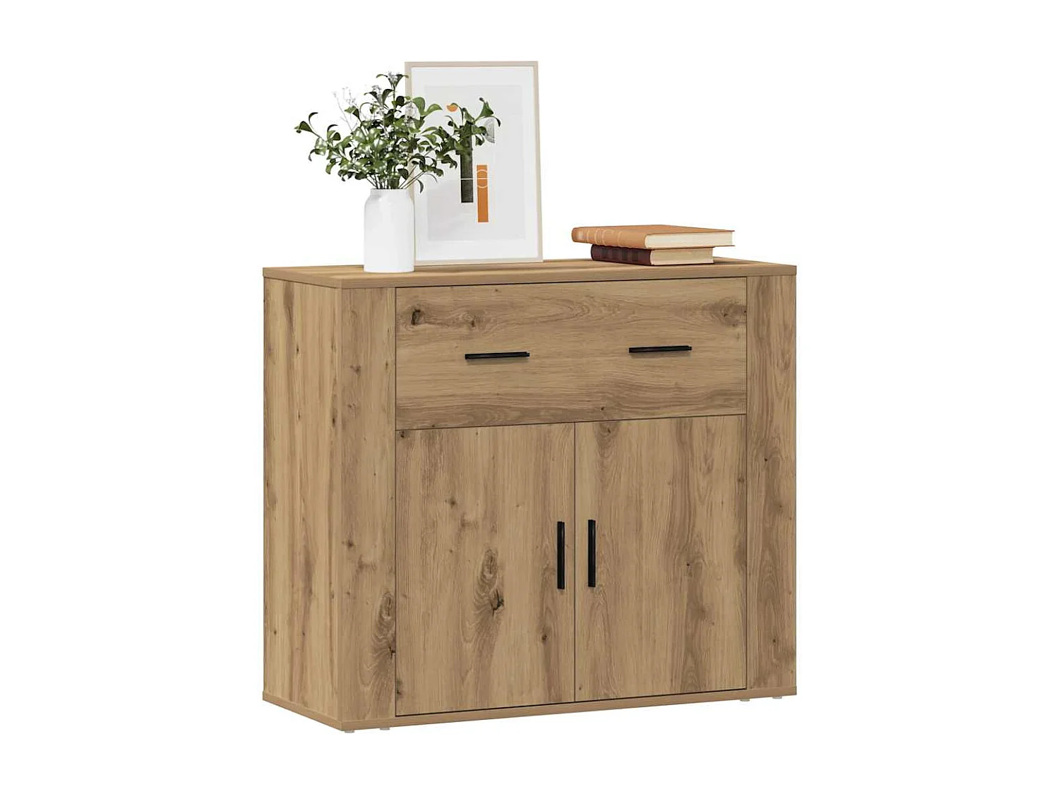 Buffet chêne artisanal 80x33x70 cm bois d'ingénierie