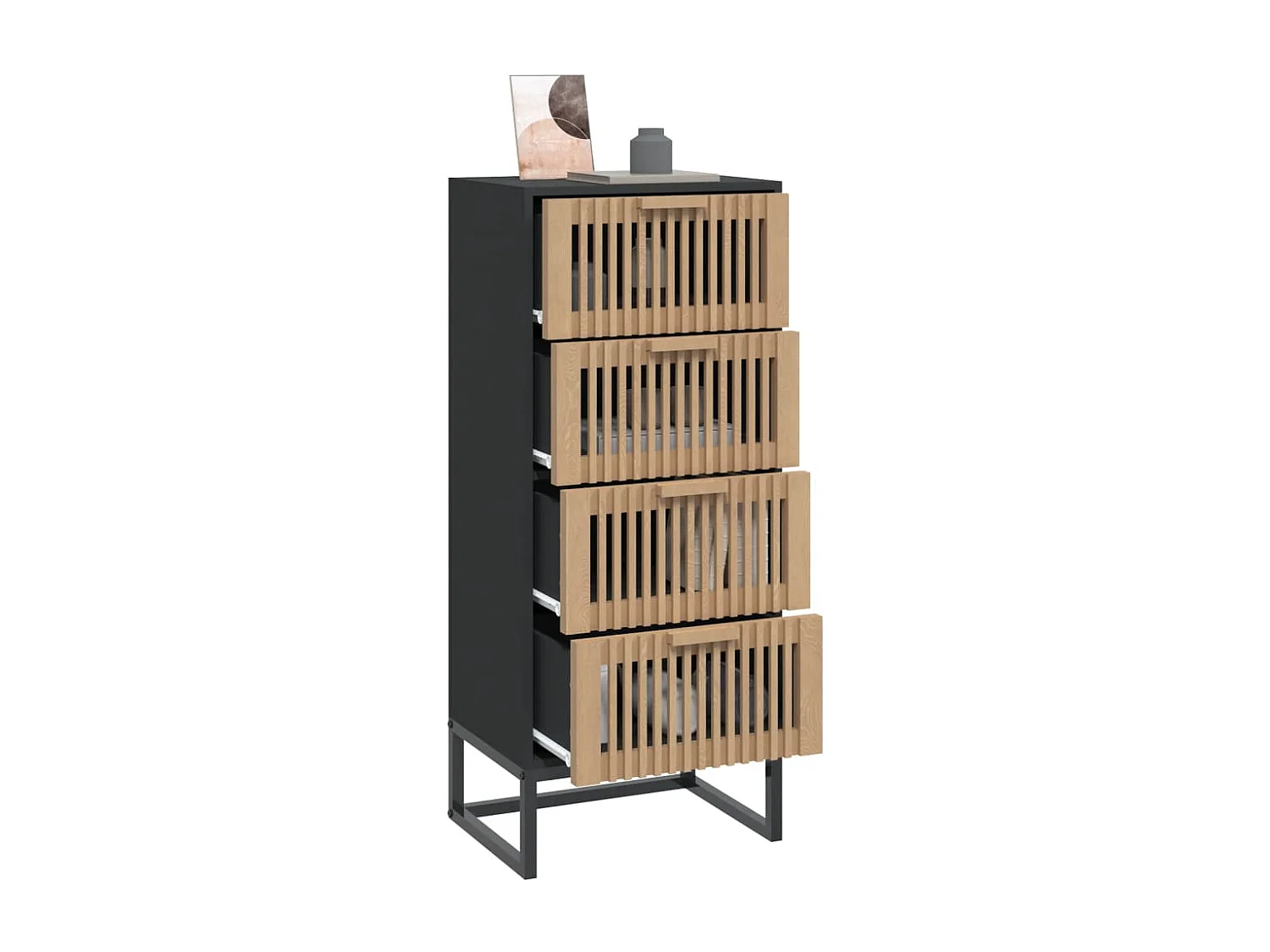 Aparador alto madera contrachapada negro 40x30x95 cm