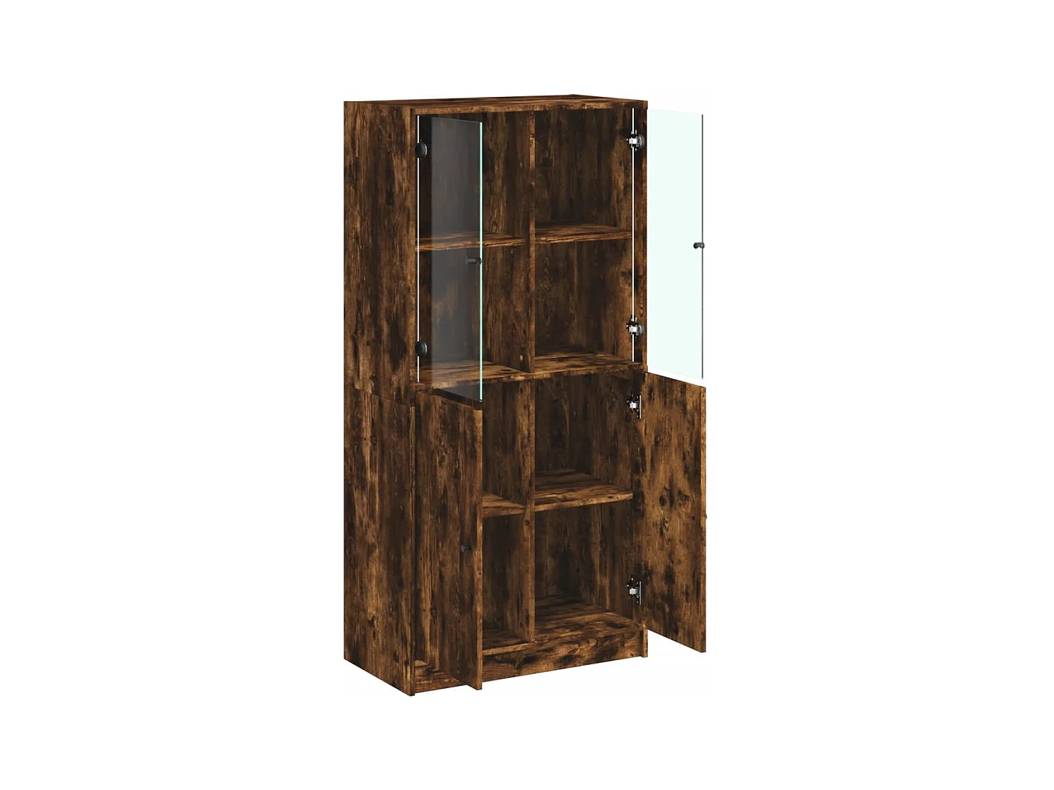 Buffet haut avec portes chêne fumé 68x37x142 cm bois ingénierie