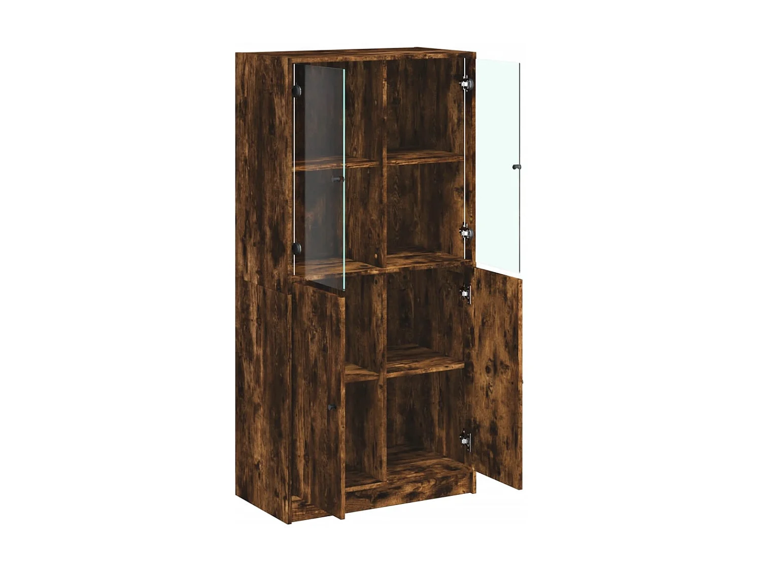 Buffet haut avec portes chêne fumé 68x37x142 cm bois ingénierie