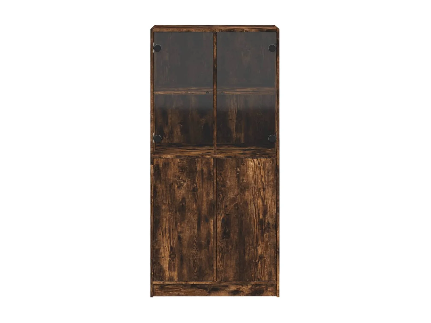Buffet haut avec portes chêne fumé 68x37x142 cm bois ingénierie