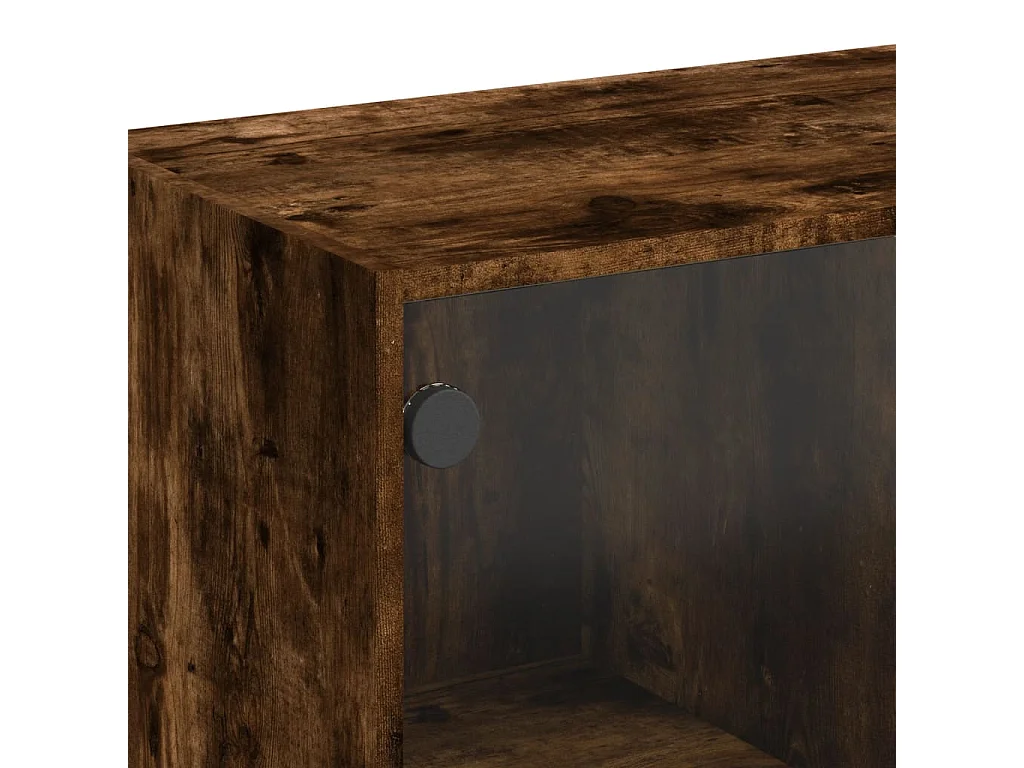 Buffet haut avec portes chêne fumé 68x37x142 cm bois ingénierie