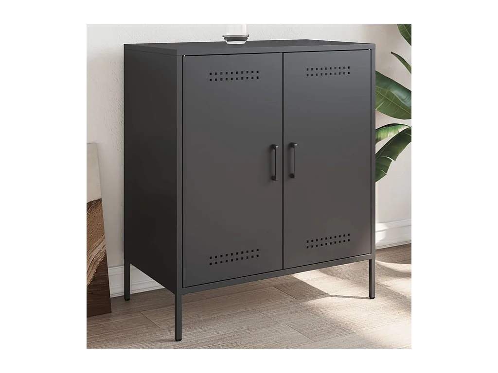 Buffet noir 68x39x79 cm acier