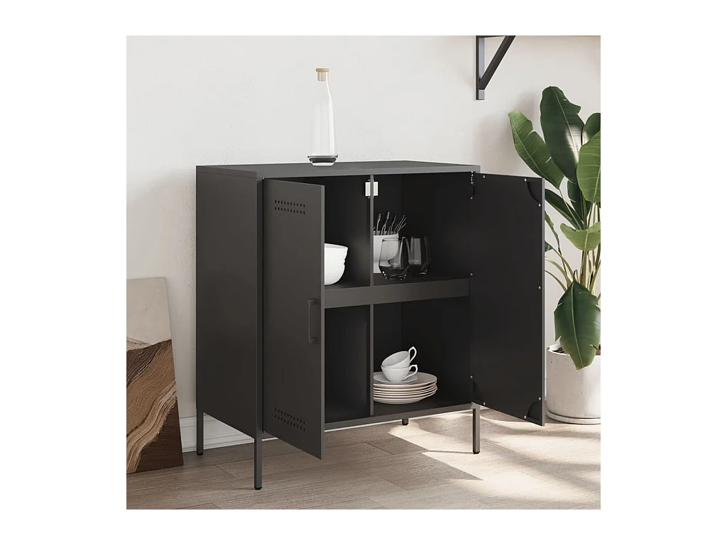Buffet noir 68x39x79 cm acier