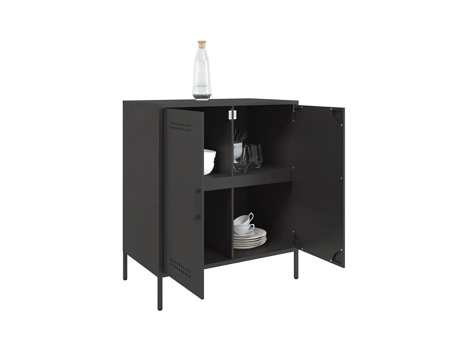 Buffet noir 68x39x79 cm acier