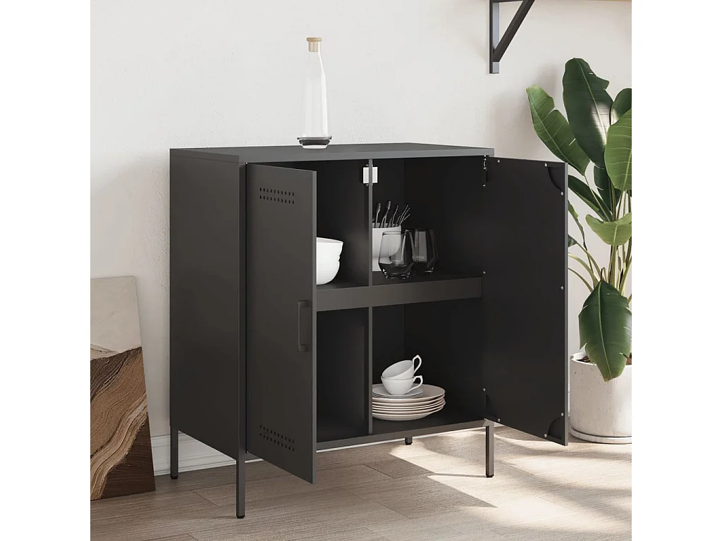Buffet noir 68x39x79 cm acier