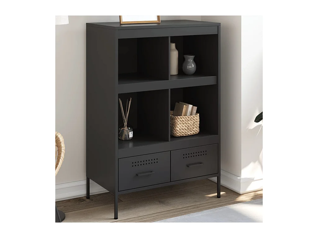 Buffet haut noir 68x39x101,5 cm acier