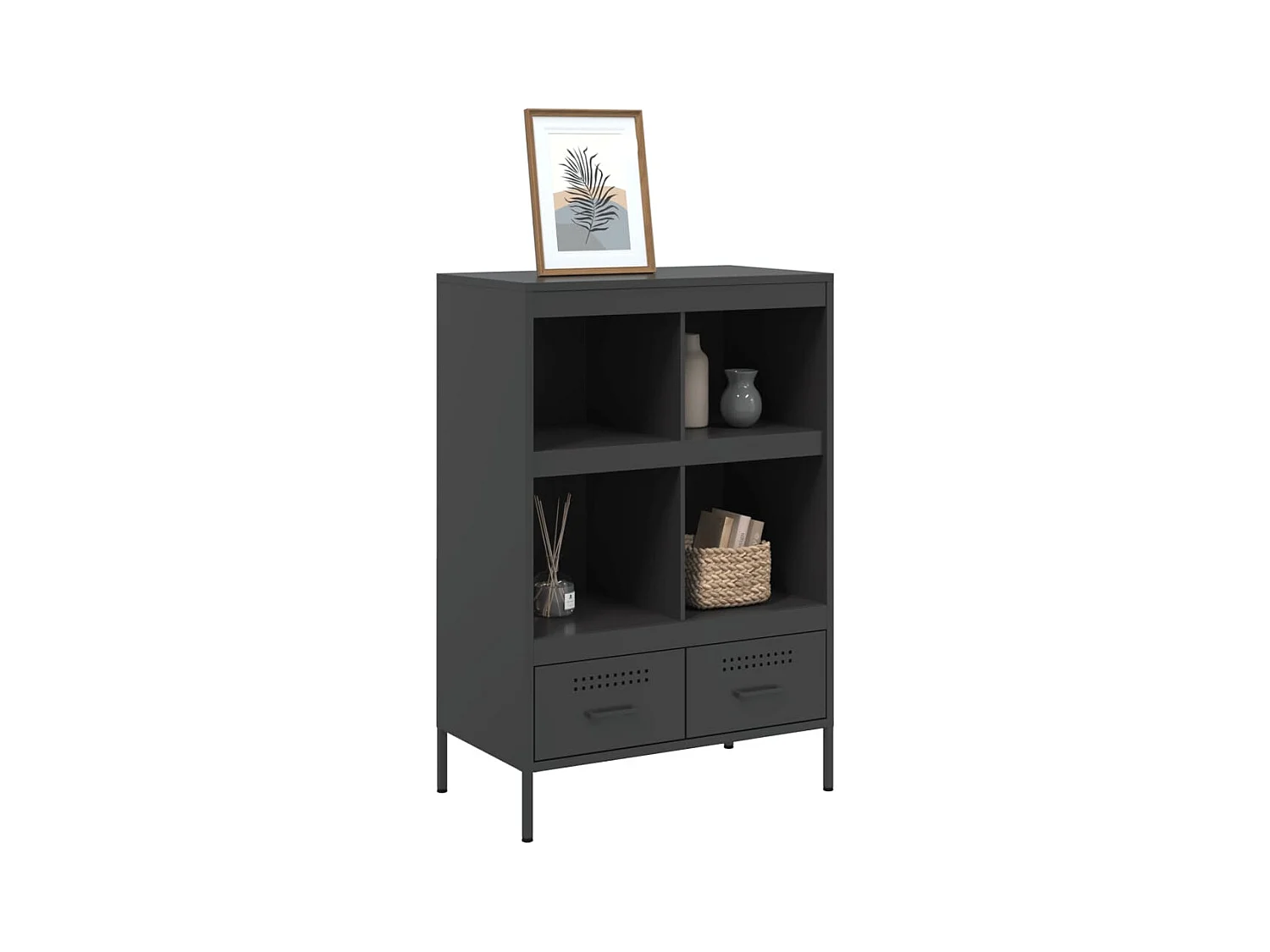 Buffet haut noir 68x39x101,5 cm acier