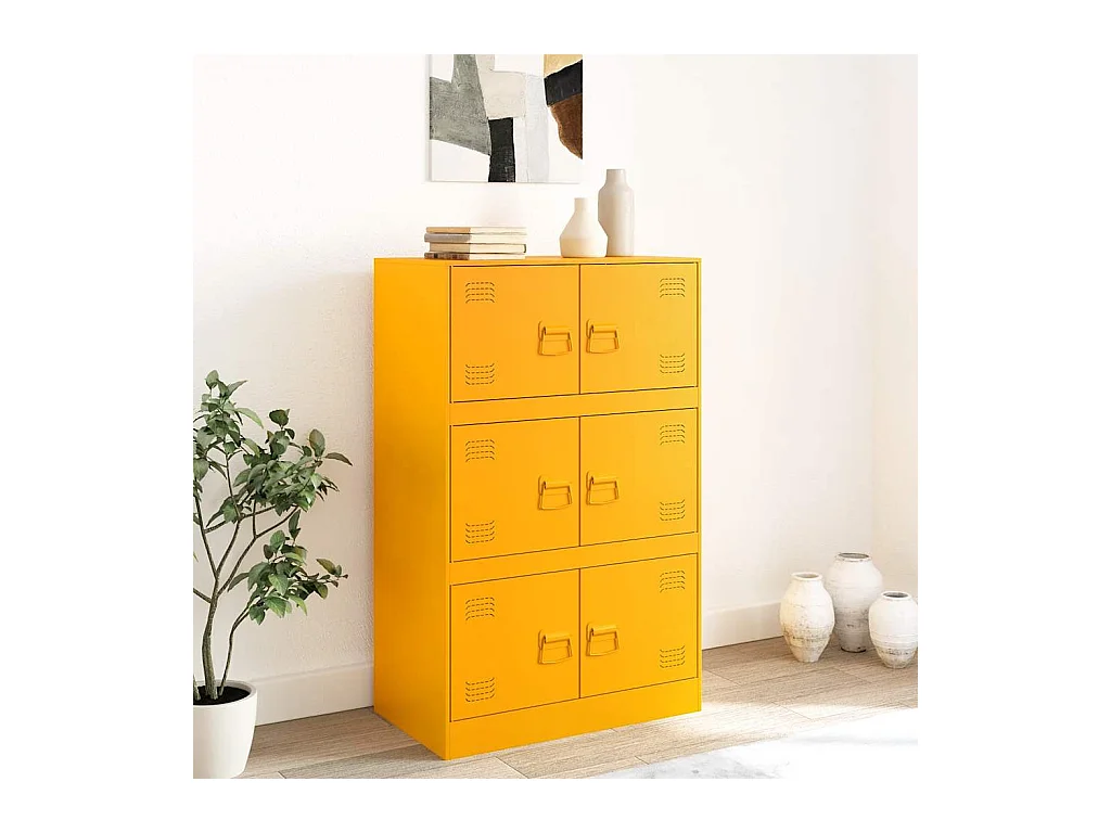 Buffet jaune moutarde 67x39x107 cm acier