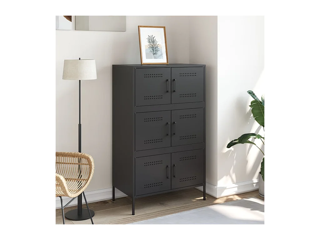 Buffet haut noir 68x39x113 cm acier