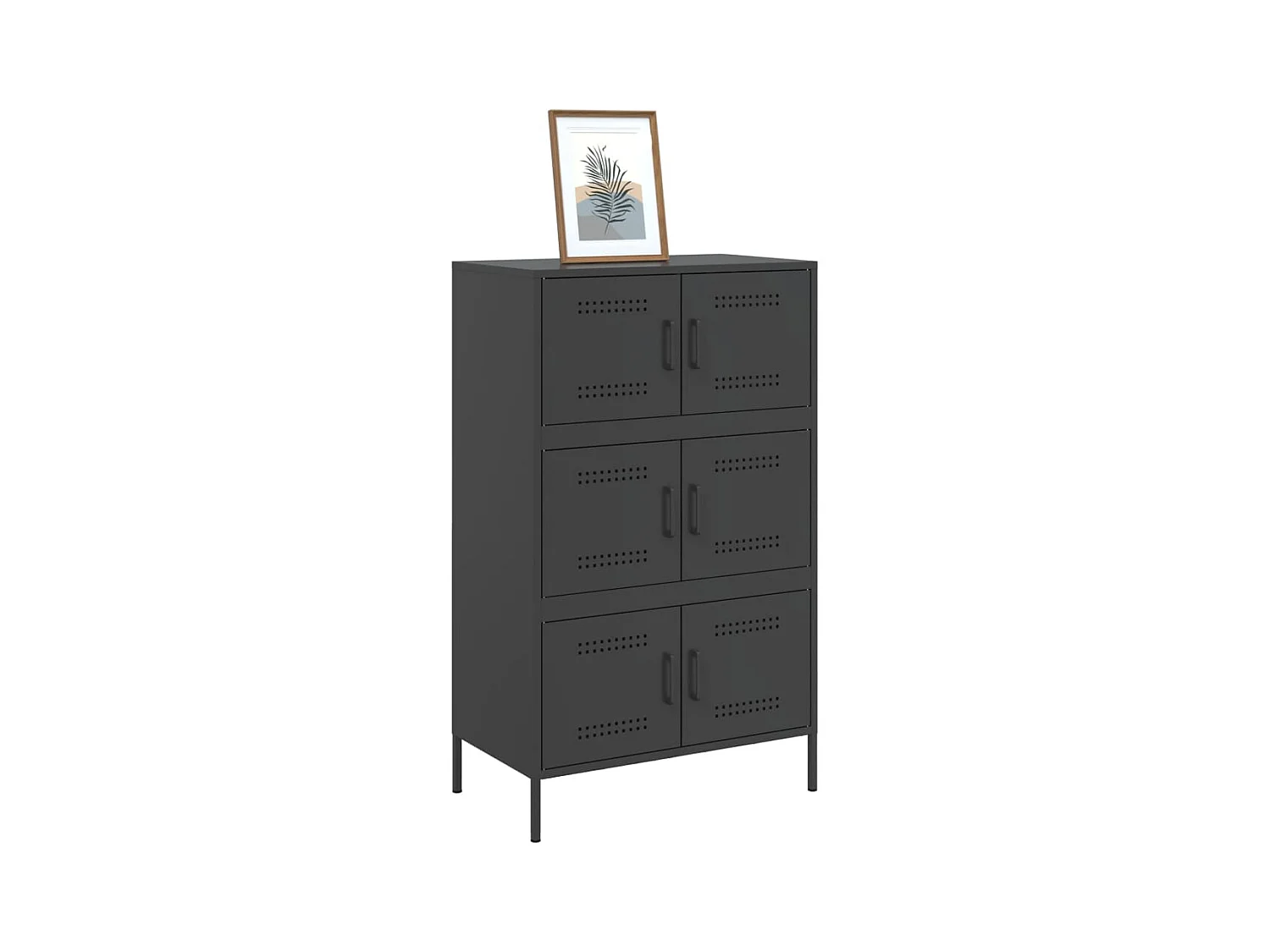 Buffet haut noir 68x39x113 cm acier