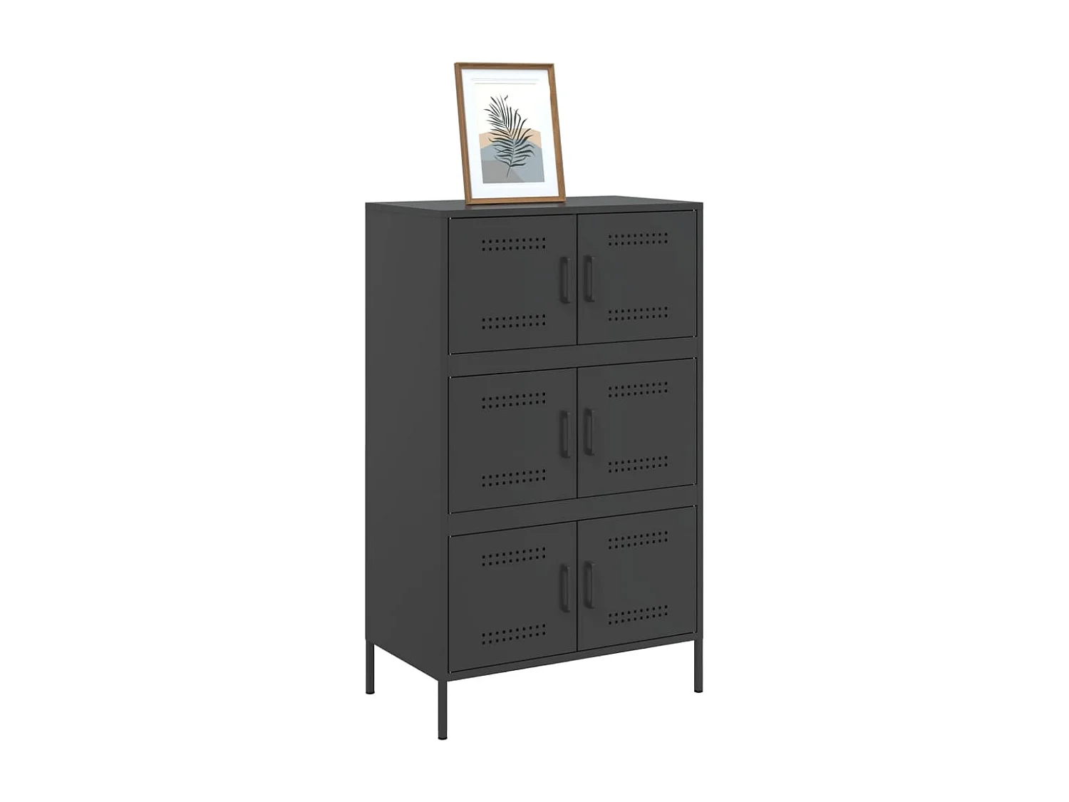 Buffet haut noir 68x39x113 cm acier