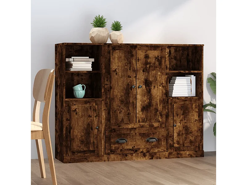 Buffets 3 pièces chêne fumé bois d'ingénierie