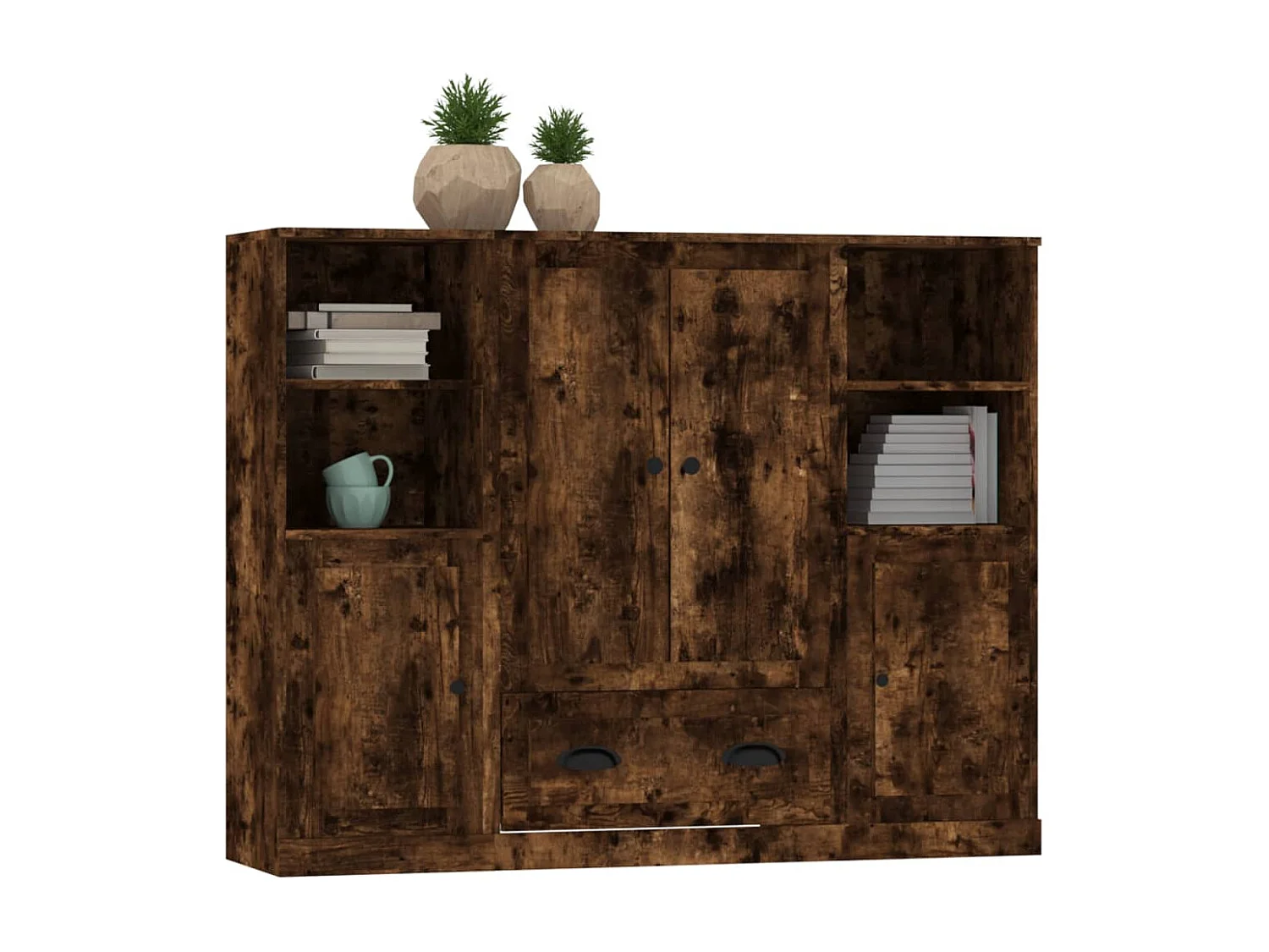 Buffets 3 pièces chêne fumé bois d'ingénierie