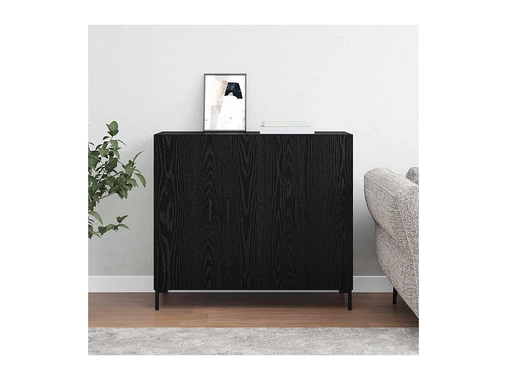 Buffet Noir 90 x 34 x 80 cm Bois d'ingénierie