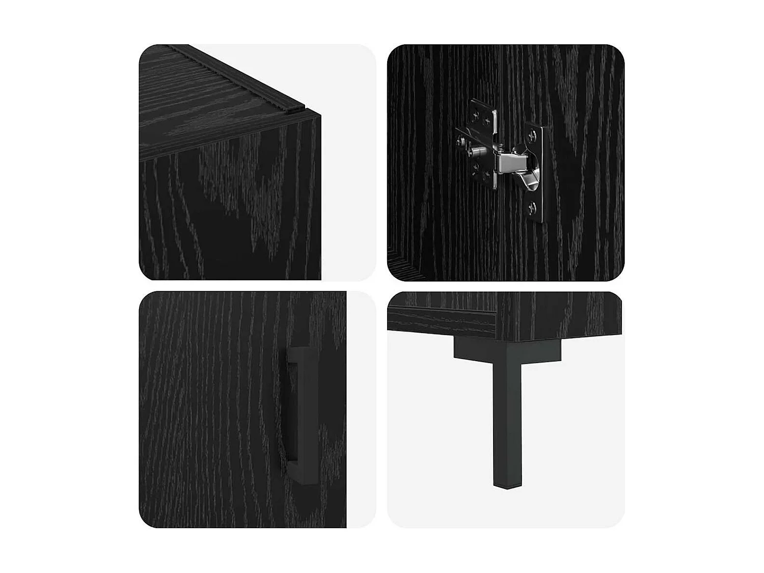 Buffet Noir 90 x 34 x 80 cm Bois d'ingénierie