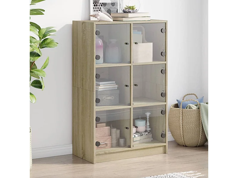 Buffet haut avec portes chêne sonoma bois d'ingénierie