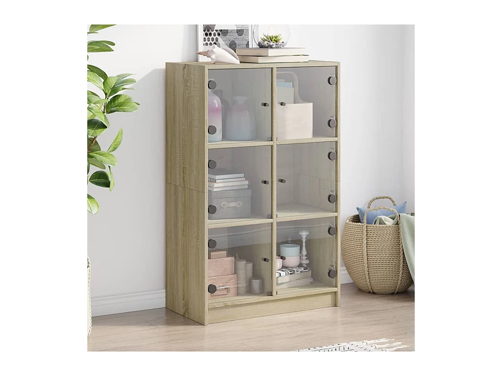 Buffet haut avec portes chêne sonoma bois d'ingénierie