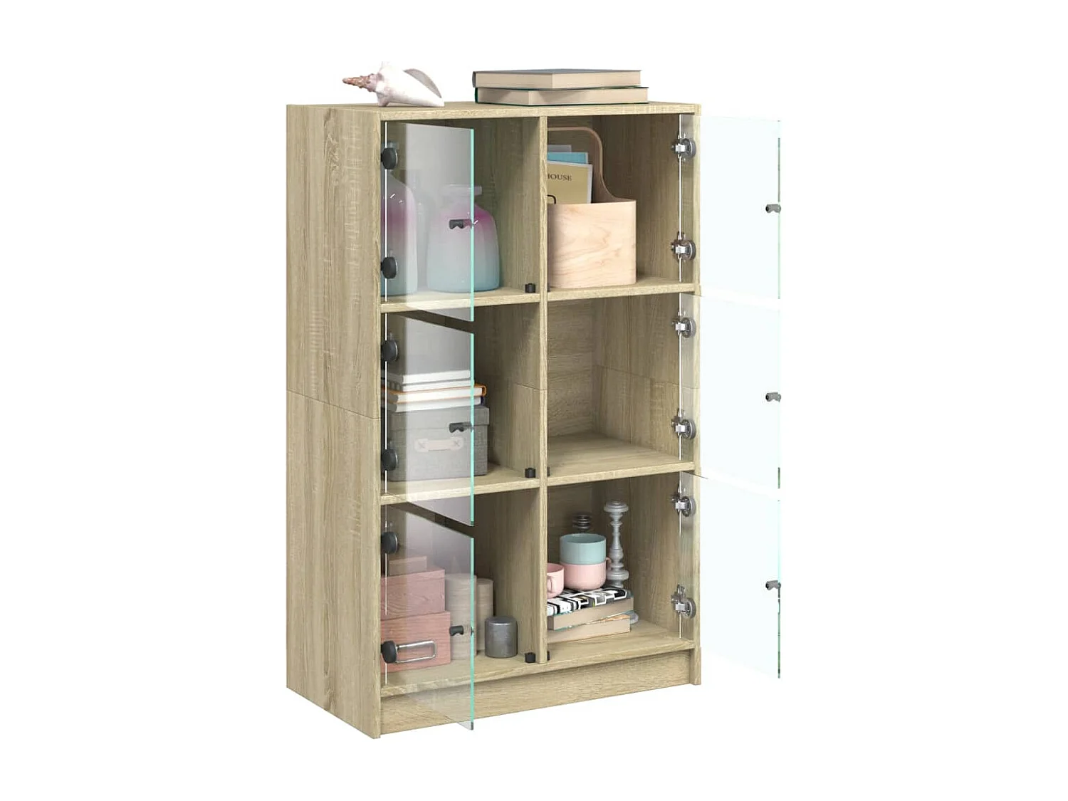 Buffet haut avec portes chêne sonoma bois d'ingénierie