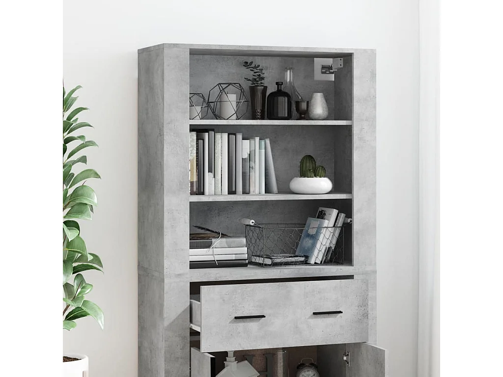 Buffet haut Gris béton Bois d'ingénierie