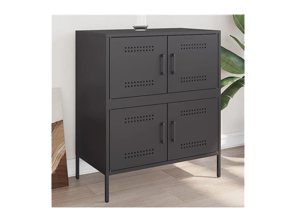 Buffet noir 68x39x79 cm acier