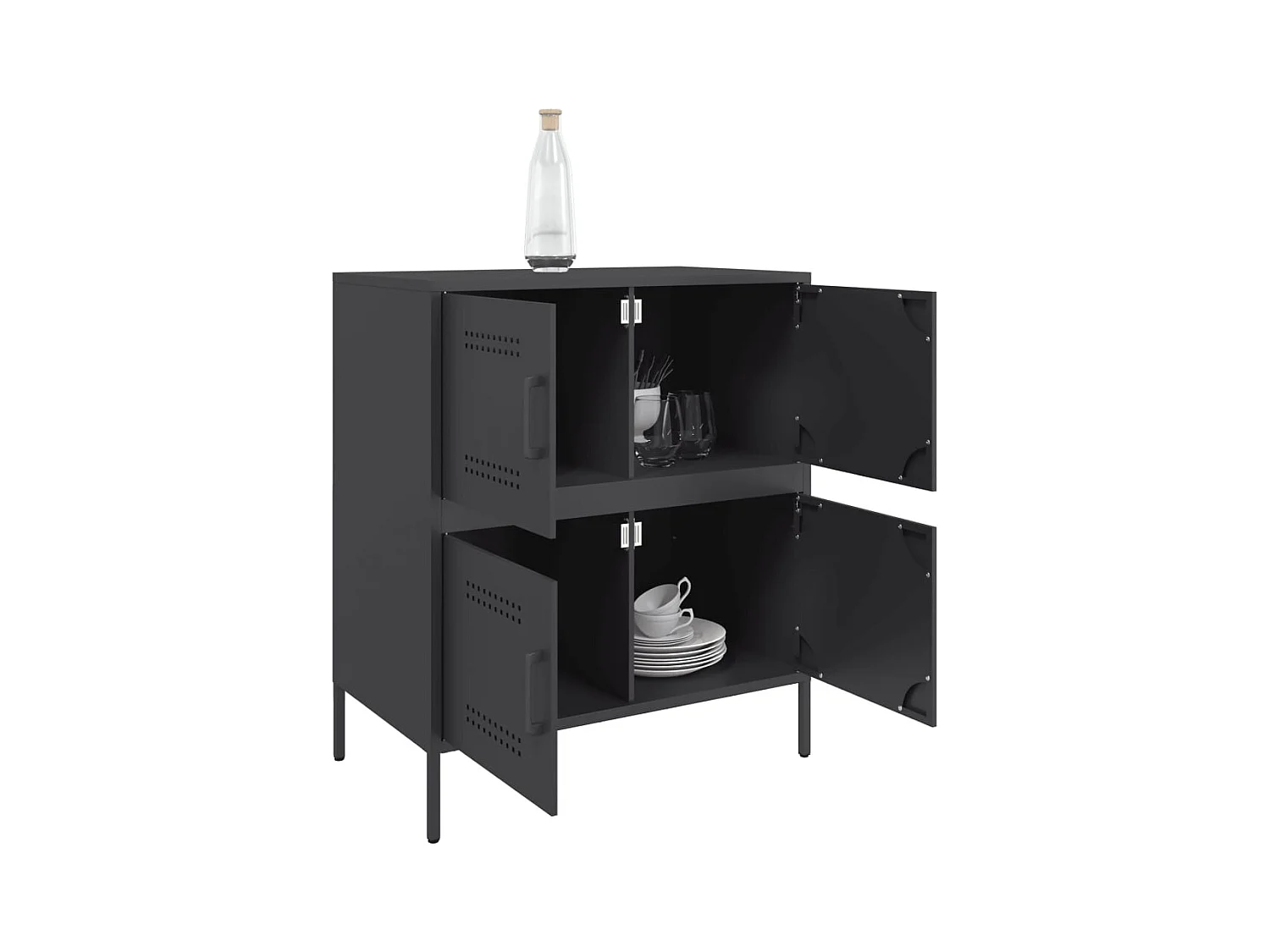 Buffet noir 68x39x79 cm acier