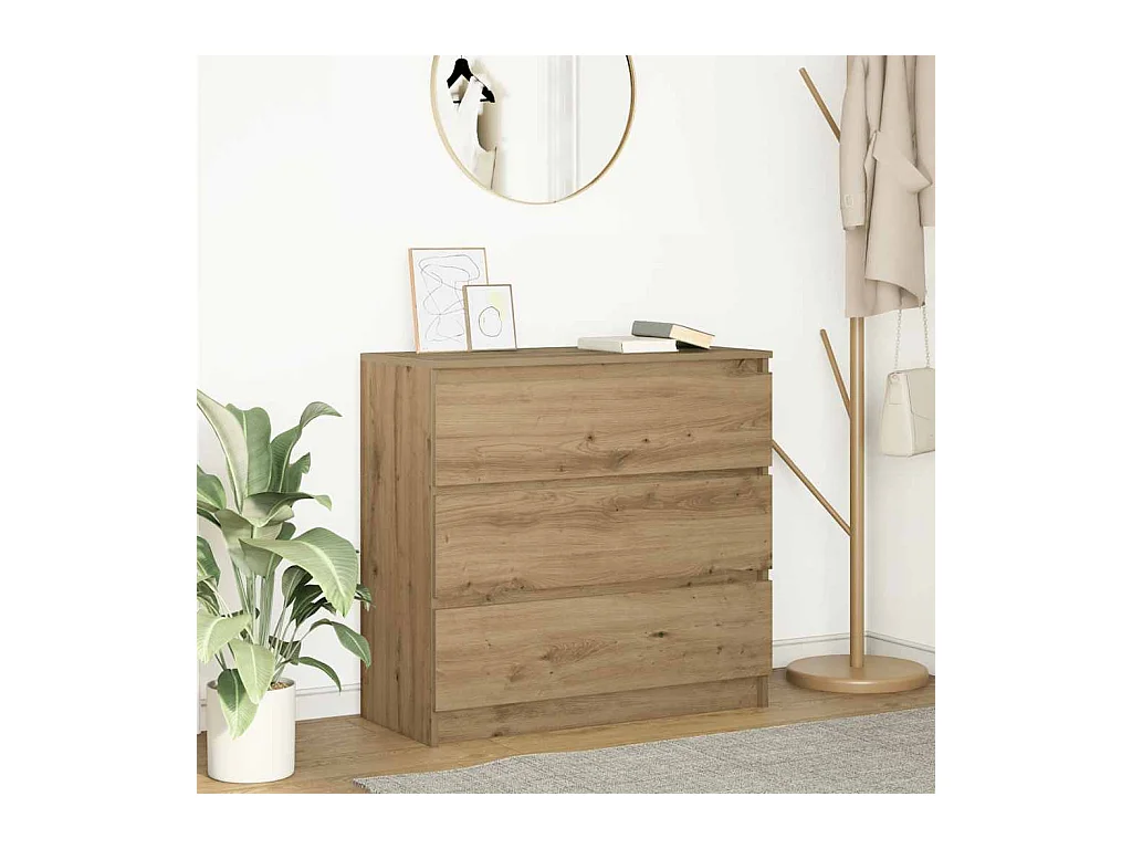 Buffet chêne artisanal 80x35x76 cm bois d'ingénierie