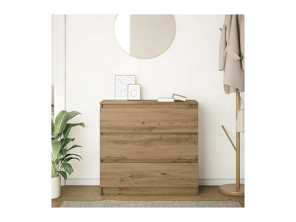 Buffet chêne artisanal 80x35x76 cm bois d'ingénierie