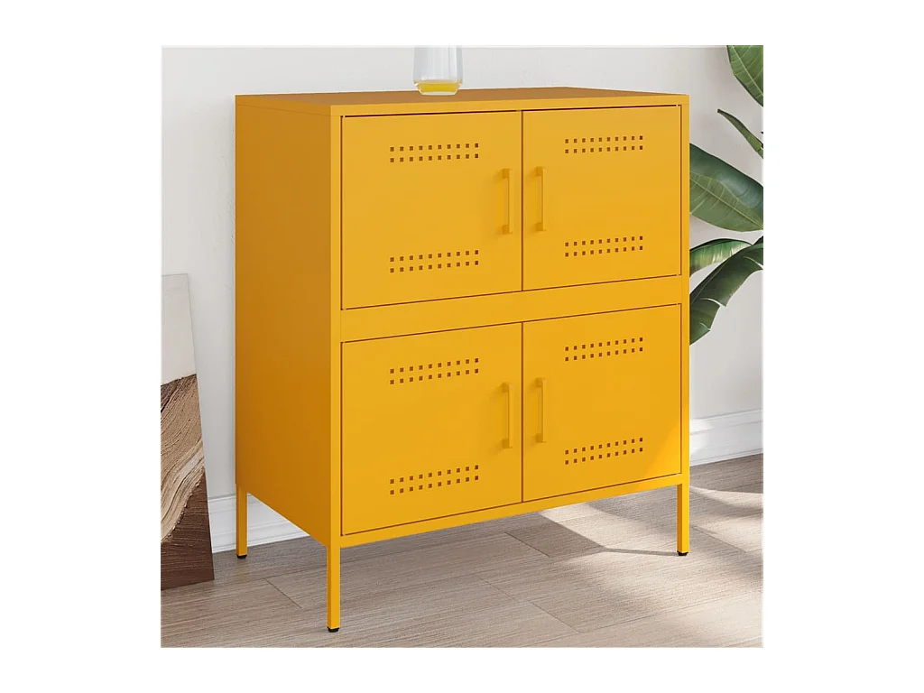 Buffet jaune moutarde 68x39x79 cm acier