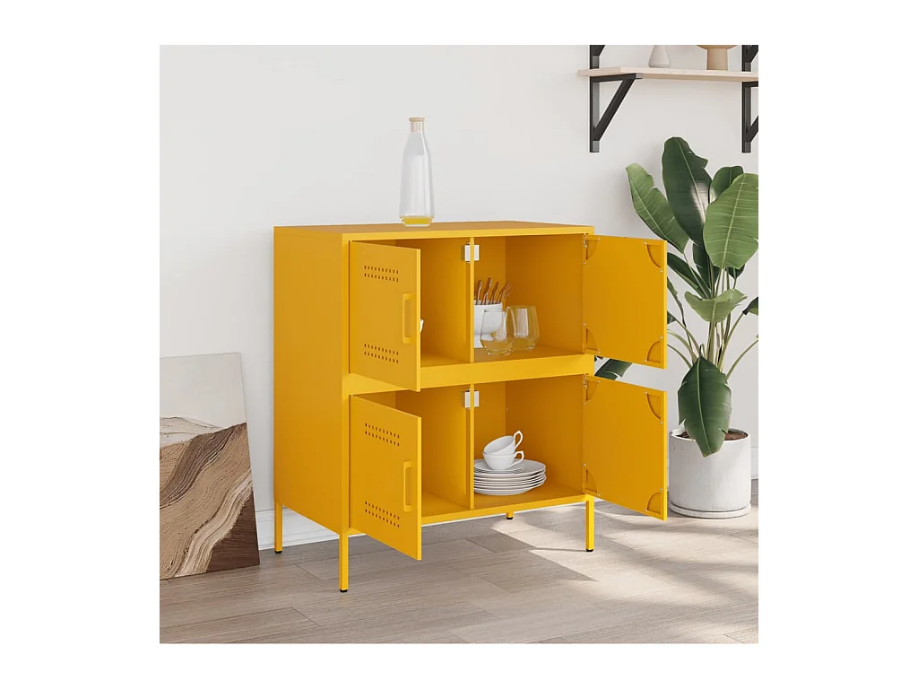 Buffet jaune moutarde 68x39x79 cm acier