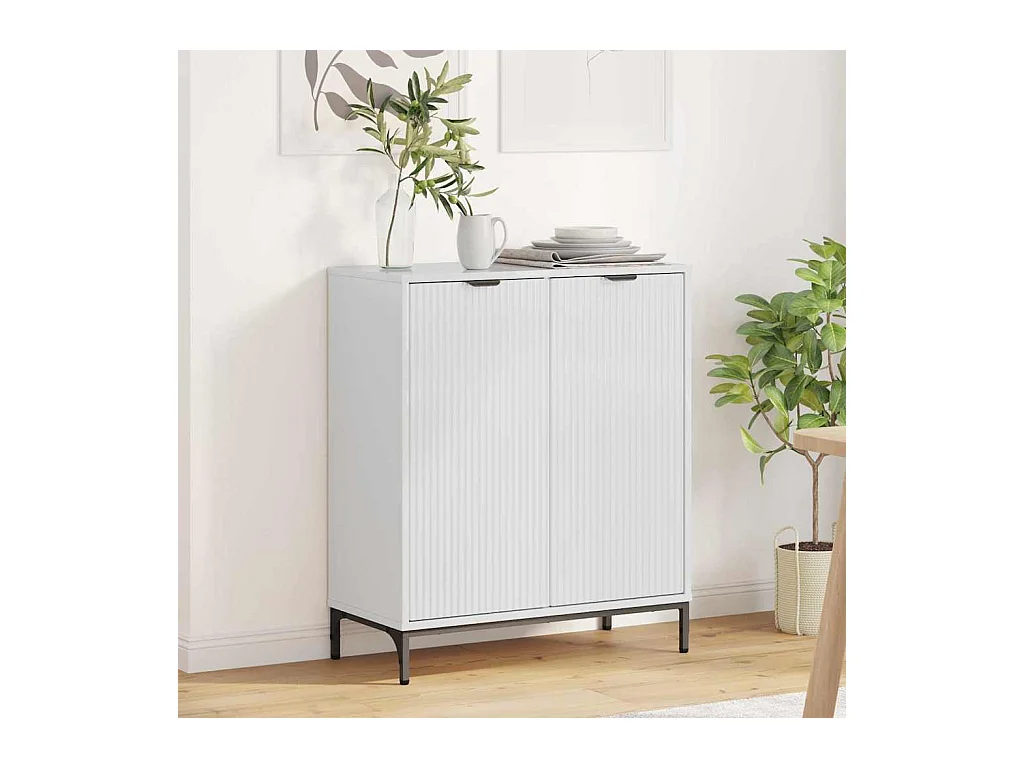 Buffet Blanc brillant 69,5 x 33 x 82 cm Bois d'ingénierie