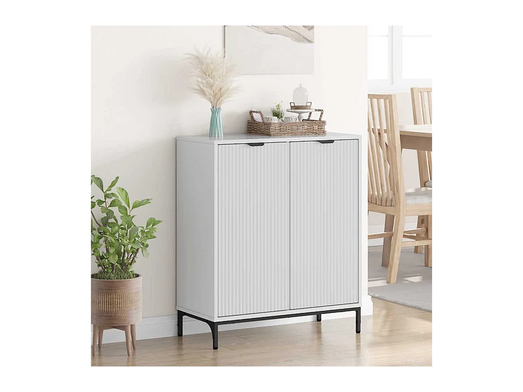 Buffet Blanc brillant 69,5 x 33 x 82 cm Bois d'ingénierie