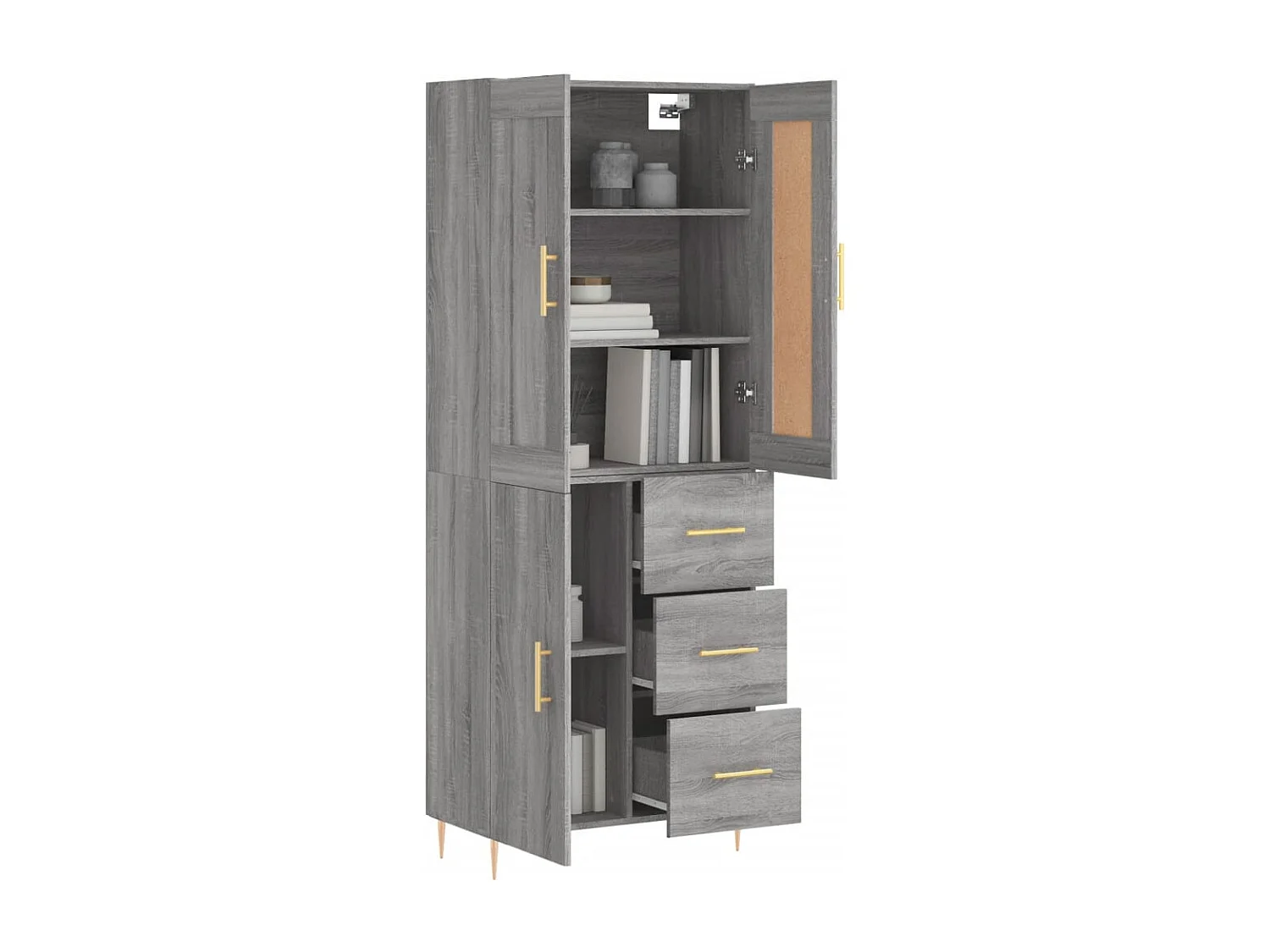 Buffet haut Sonoma gris 69,5x34x180 cm Bois d'ingénierie