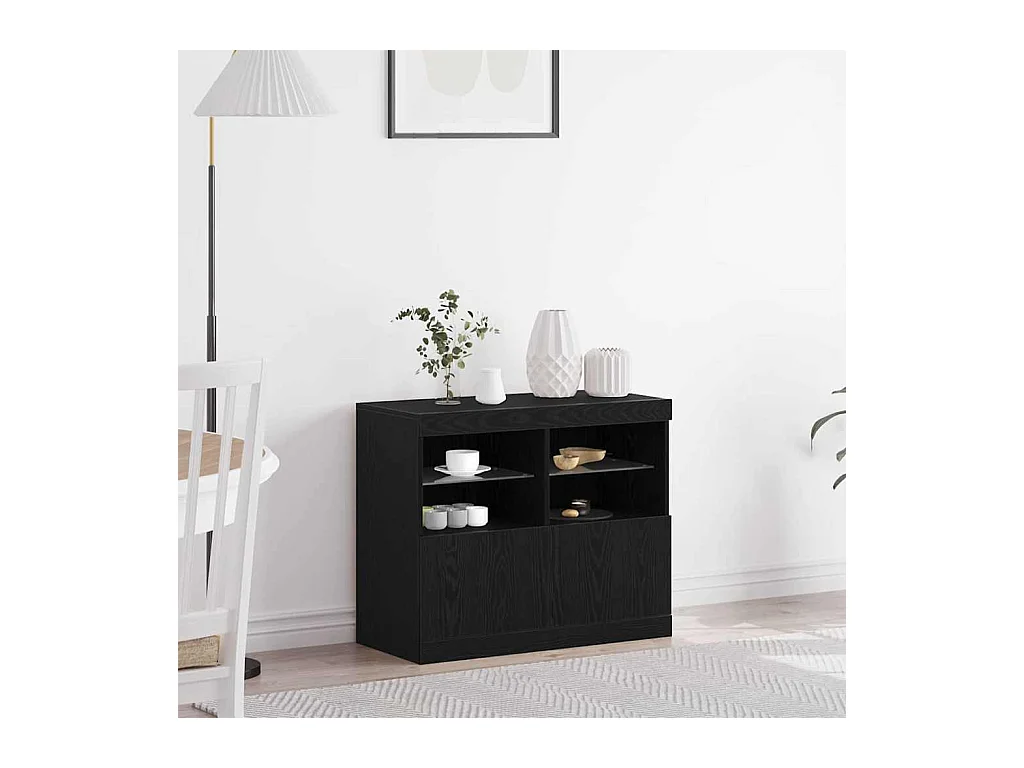 Buffet Noir 81 x 37 x 67 cm Bois d'ingénierie