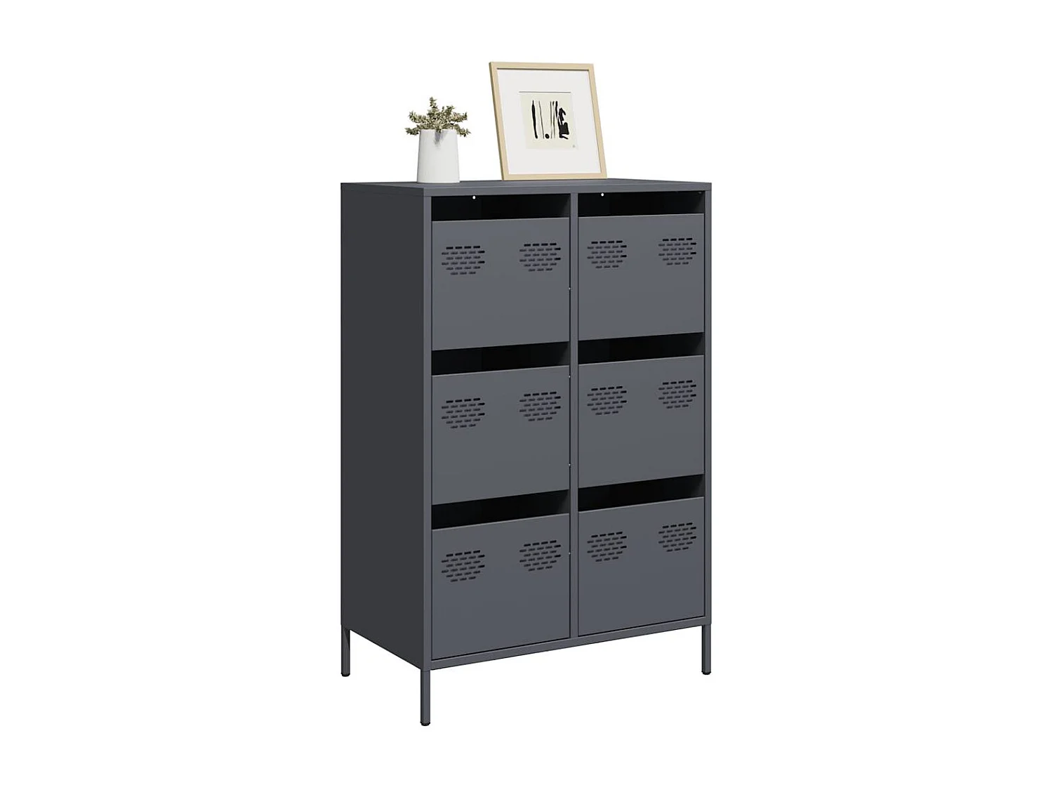 Buffet haut anthracite 68x39x101,5 cm acier