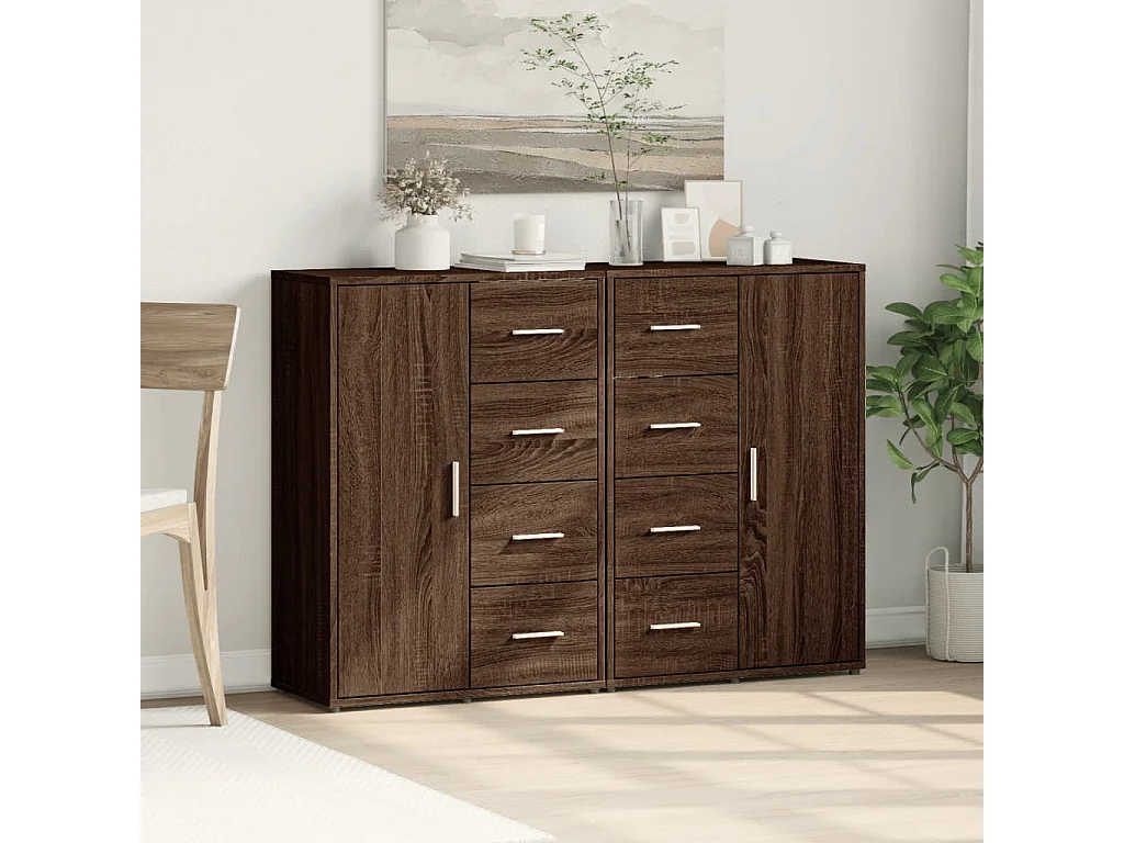 Buffets 2 pièces chêne marron 60x31x84 cm bois d'ingénierie