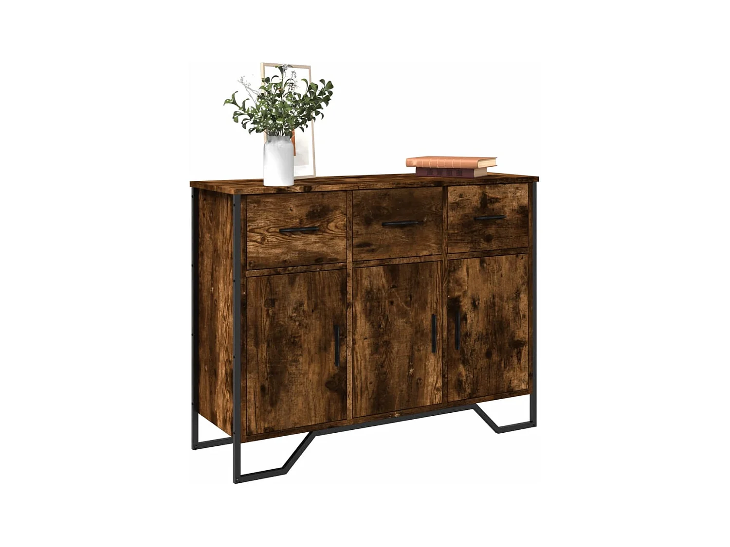 Buffet chêne fumé 97x32,5x74,5 cm bois d'ingénierie