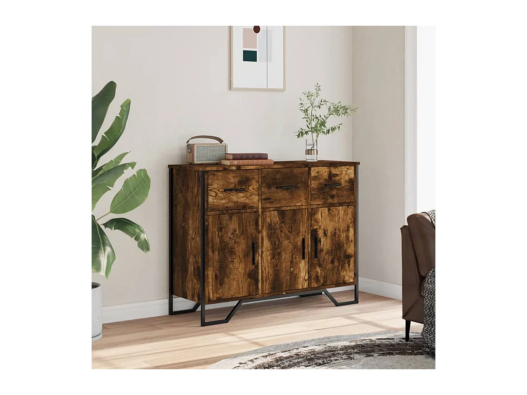 Buffet chêne fumé 97x32,5x74,5 cm bois d'ingénierie