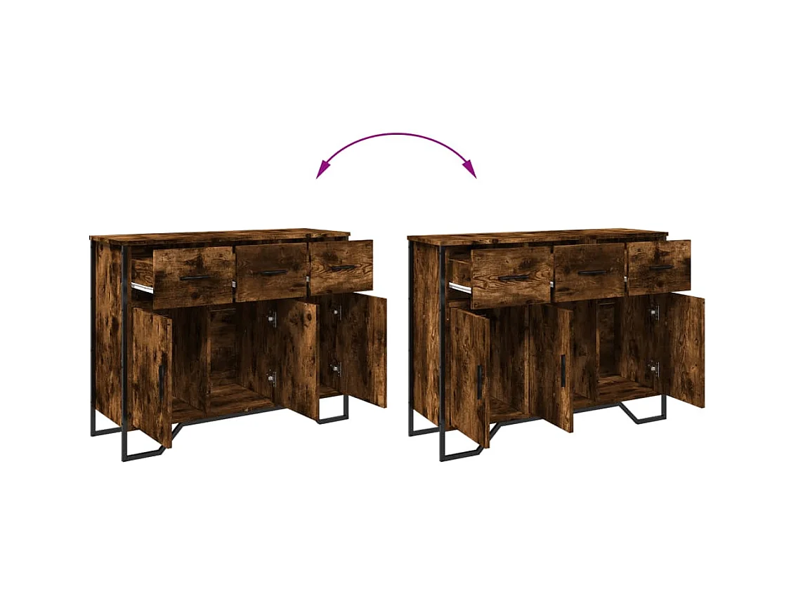 Buffet chêne fumé 97x32,5x74,5 cm bois d'ingénierie