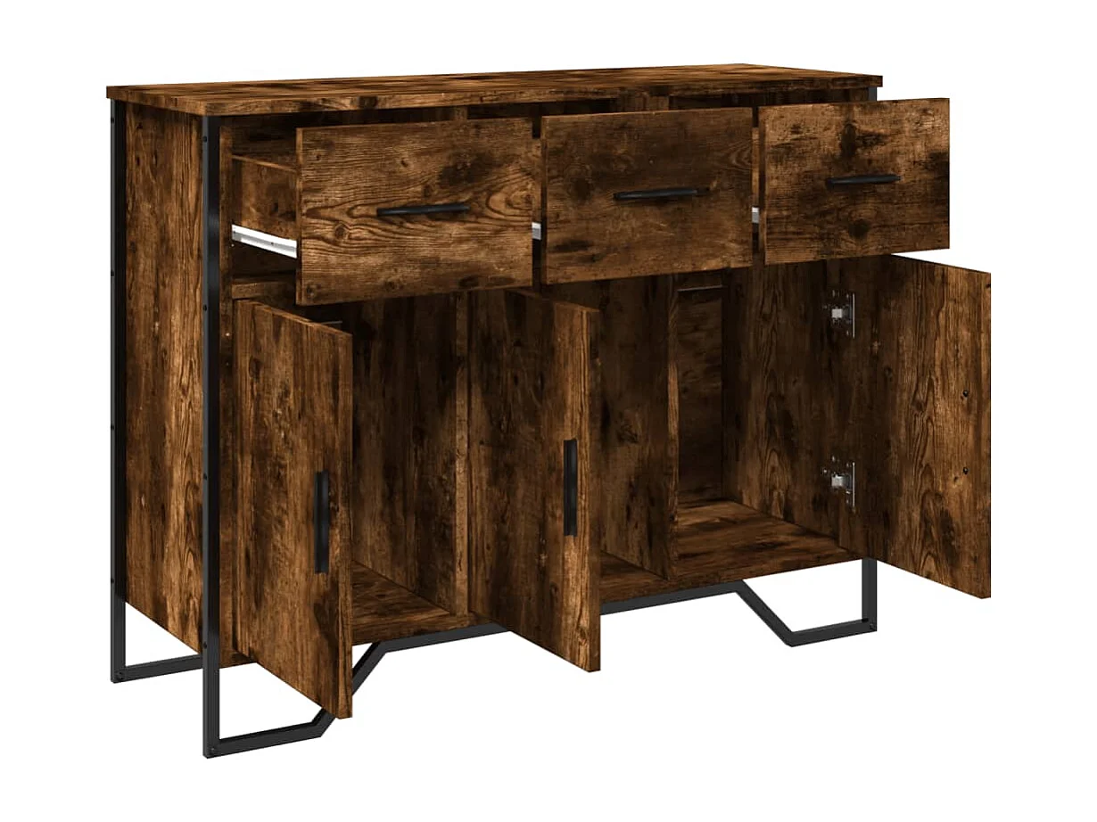 Buffet chêne fumé 97x32,5x74,5 cm bois d'ingénierie