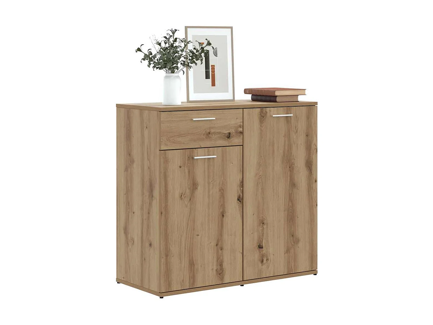 Buffet chêne artisanal 80x36x75 cm bois d'ingénierie