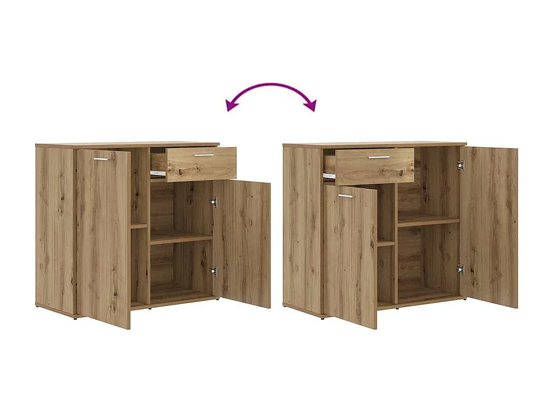 Buffet chêne artisanal 80x36x75 cm bois d'ingénierie