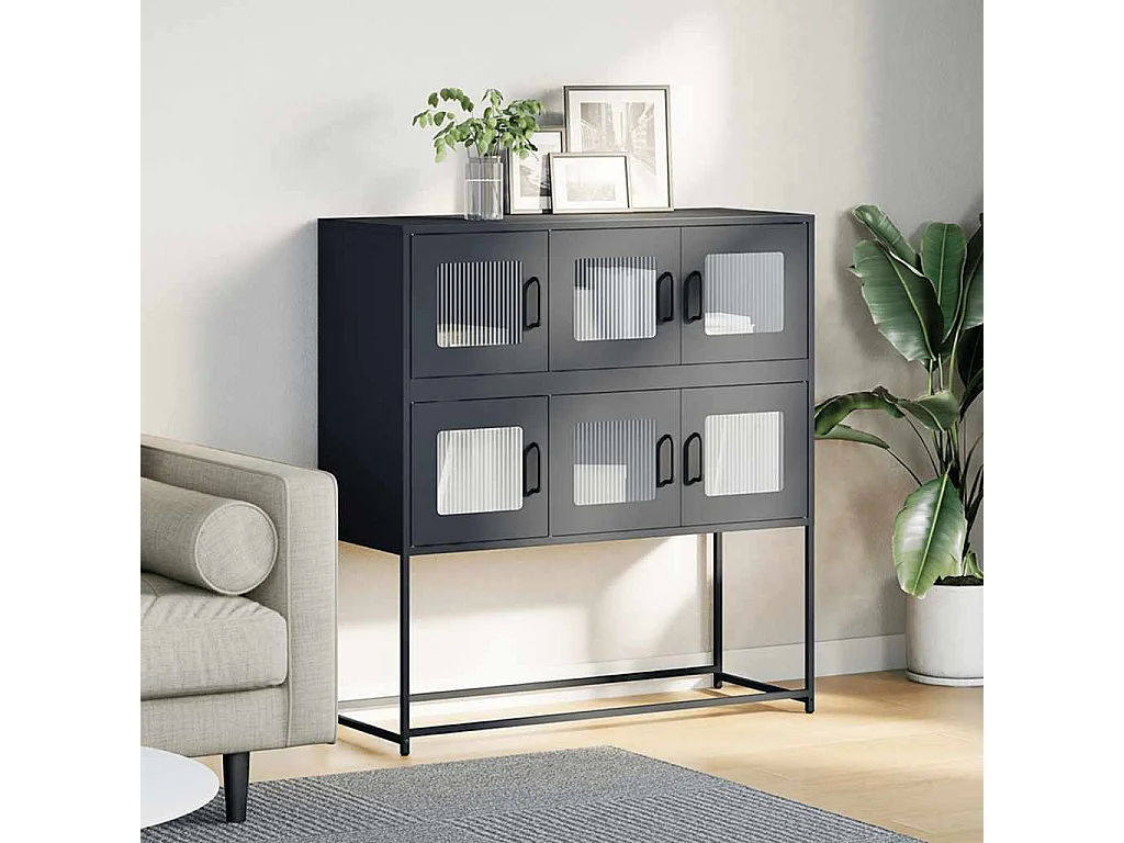 Buffet anthracite 100,5x39x107 cm acier laminé à froid