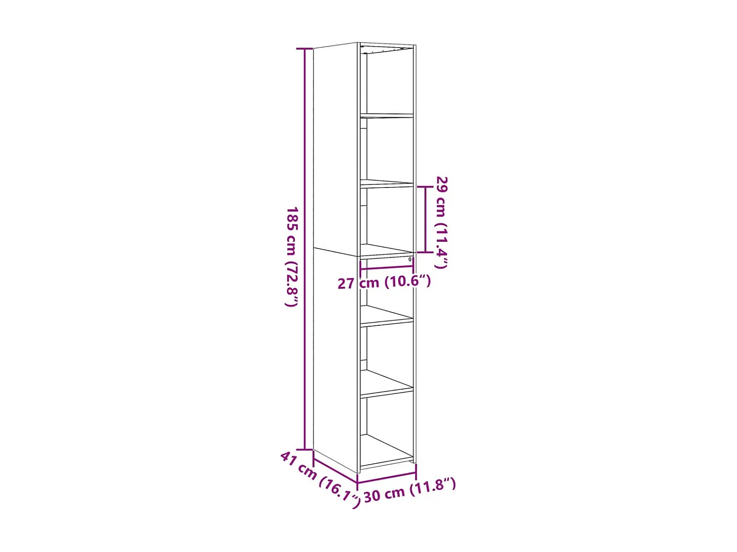 Aparador alto madera de ingeniería blanco 30x41x185 cm