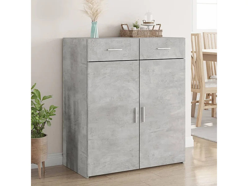 Buffet gris béton 80x42,5x93 cm bois d'ingénierie