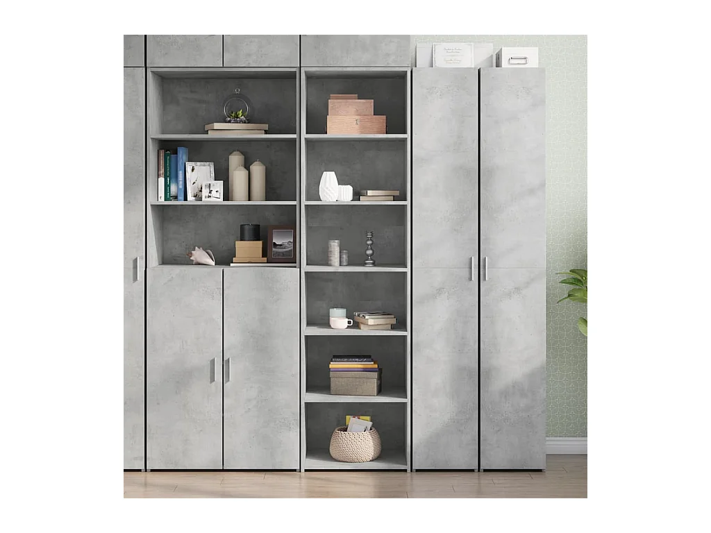 Buffet haut gris béton 50x41x185 cm bois d'ingénierie