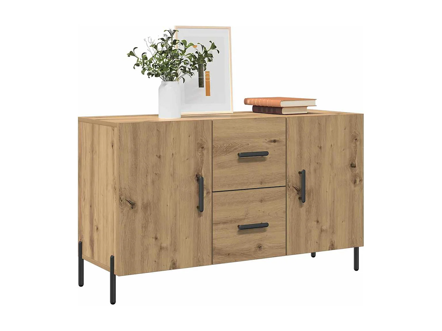 Buffet chêne artisanal 100x36x60 cm bois d'ingénierie