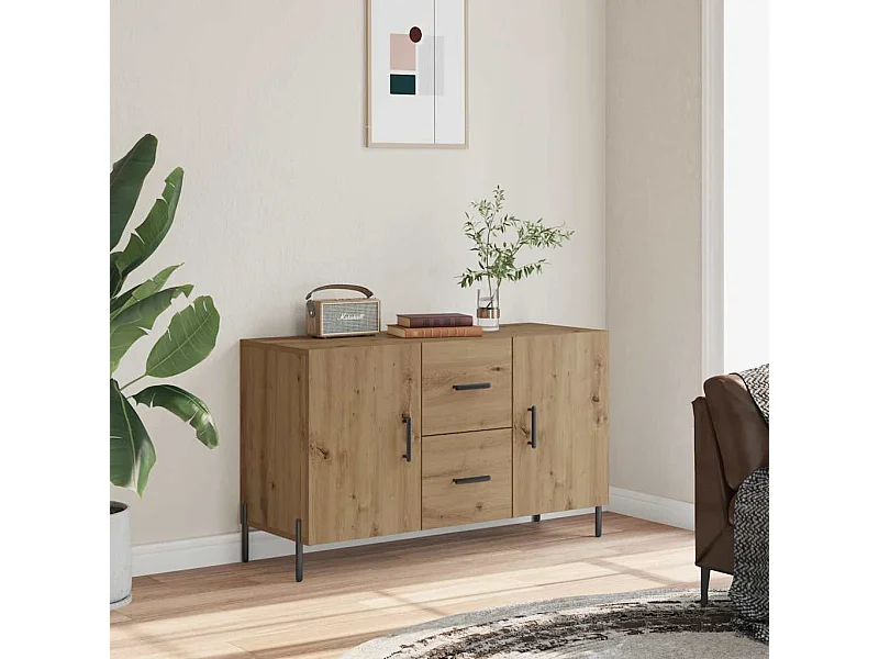 Dressoir 100x36x60 cm bewerkt hout artisanaal eikenkleurig