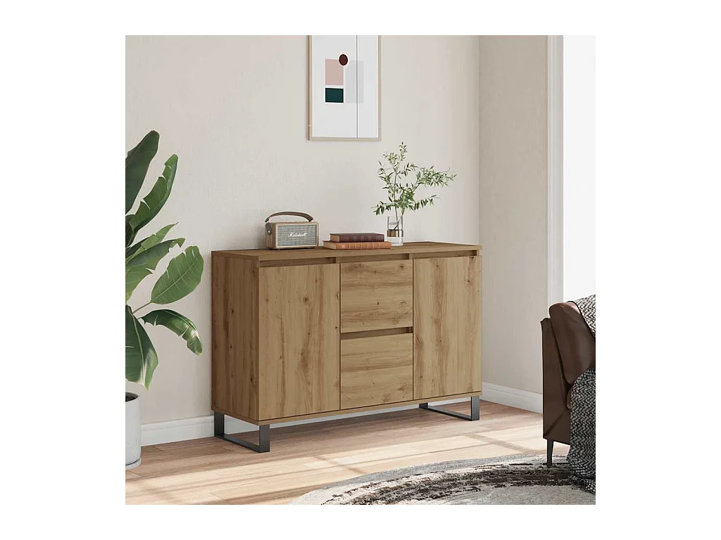 Buffet chêne artisanal 101,5x35x70 cm bois d'ingénierie